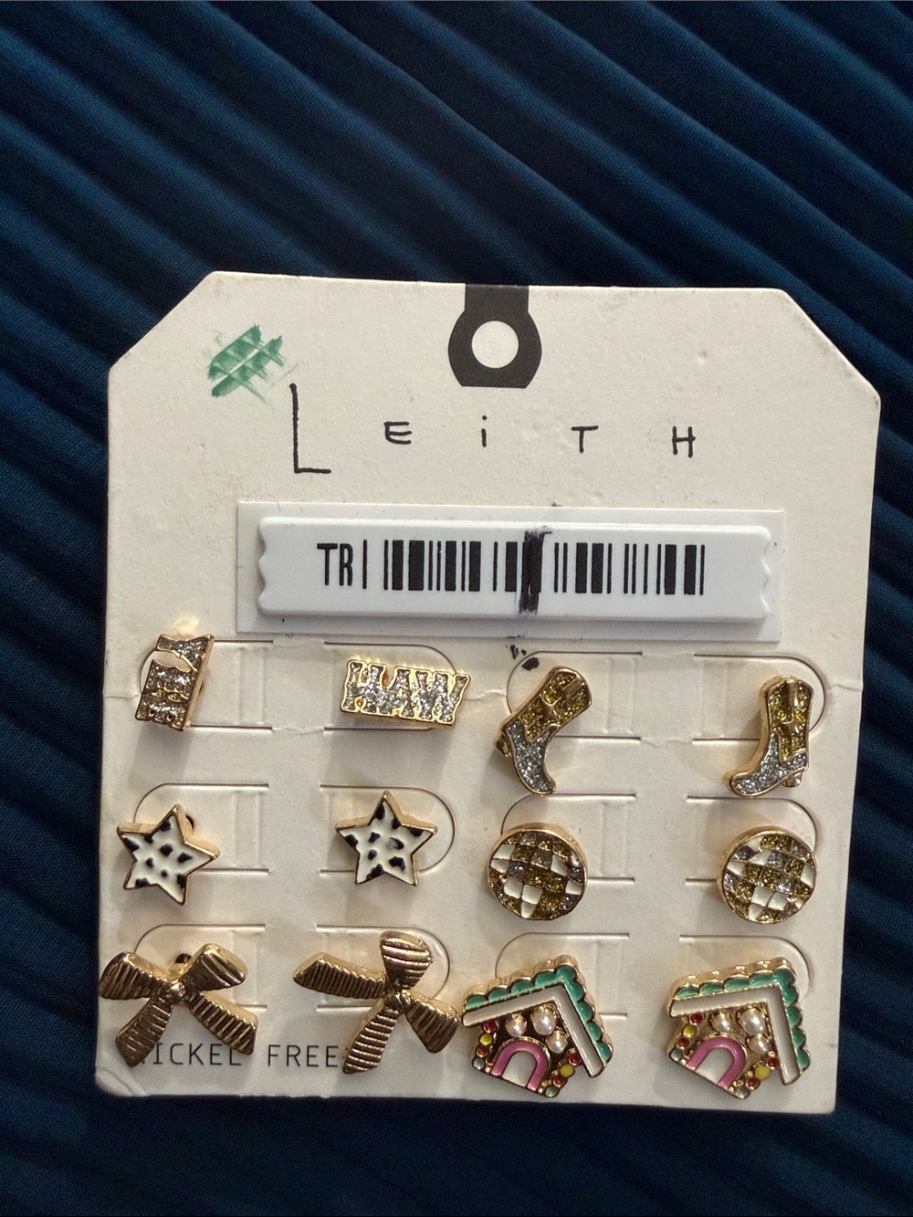 Leith Gold-Tone Earring 6piece Set with Pink and Green Accents